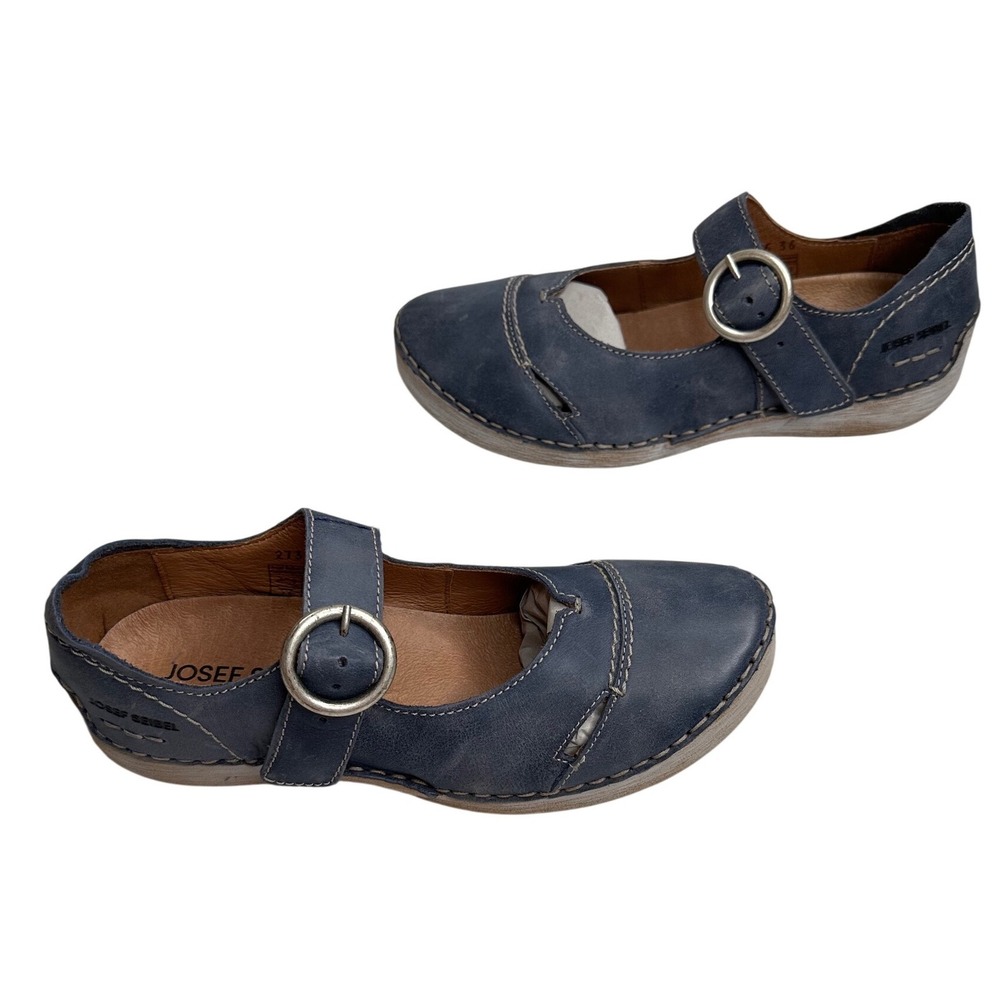 Josef Seibel Fergey 80 Women's 39 (5.5) Shoes ocean blue Mary Jane Buckle Flats